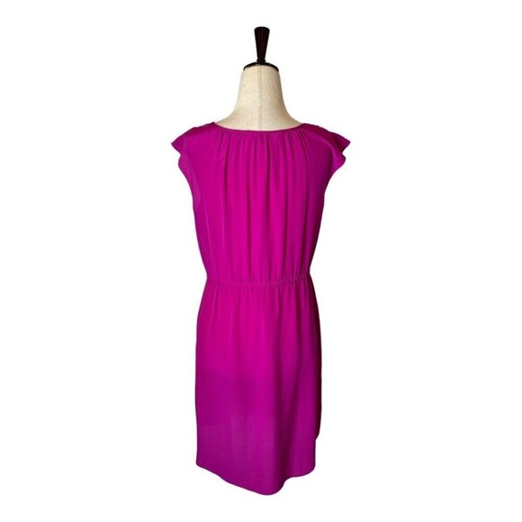 Rebecca Taylor Dress Women 2 Pink Silk Ruffle Elastic Waist‎ Fit And Flare Mini - Picture 3 of 10